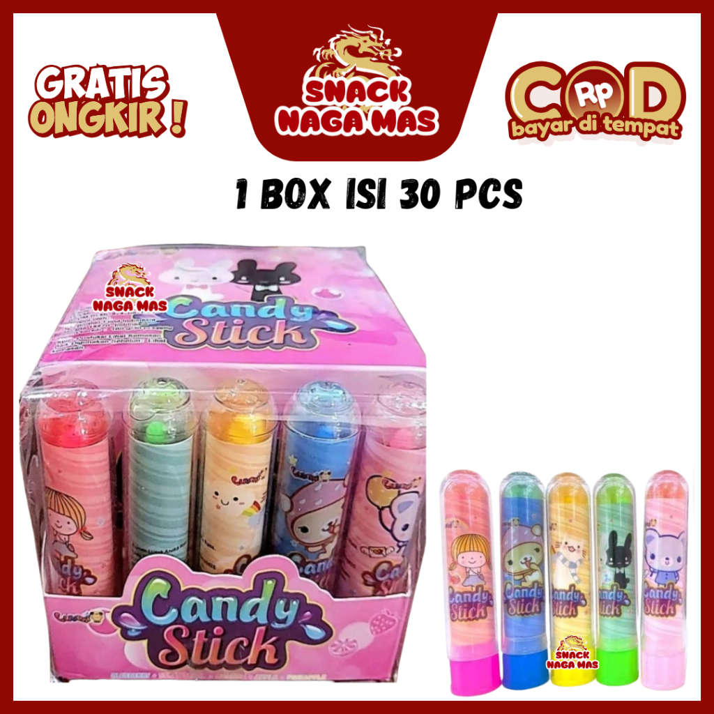 PERMEN LUNAK ANEKA RASA BENTUK LIPSTIK JELLY CANDY STICK [1 BOX ISI 30 PCS]
