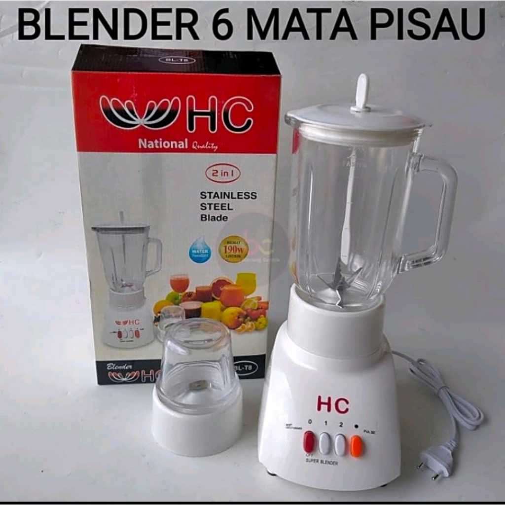 BLENDER 6 MATA PISAU BAHAN KACA / BLENDER 2IN1 (2 TABUNG) MERK OMICKO / HC