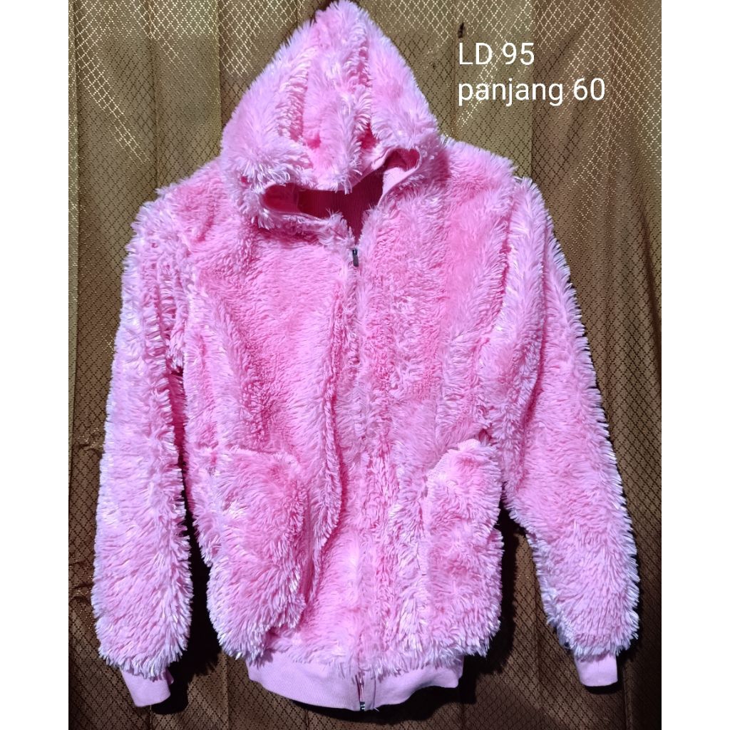jaket bulu sherpa pink wanita jaket winter bulu sherpa salur jaket musim dingin bulu sherpa jaket sh