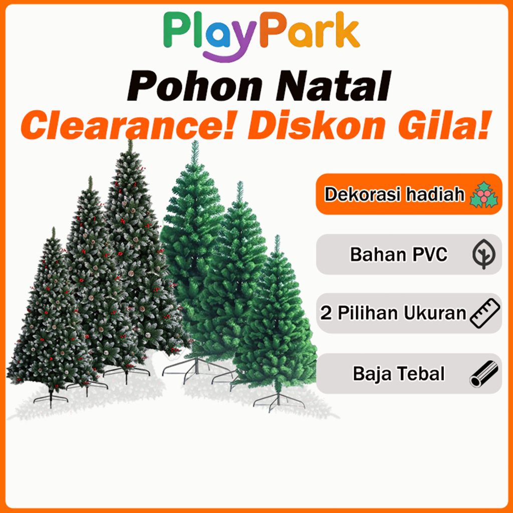 [Harga Promo Awal]PlayPark Pohon Natal Christmas Tree 2 Meter 1.5 Meter 1 Meter Model Baru Lengkap P