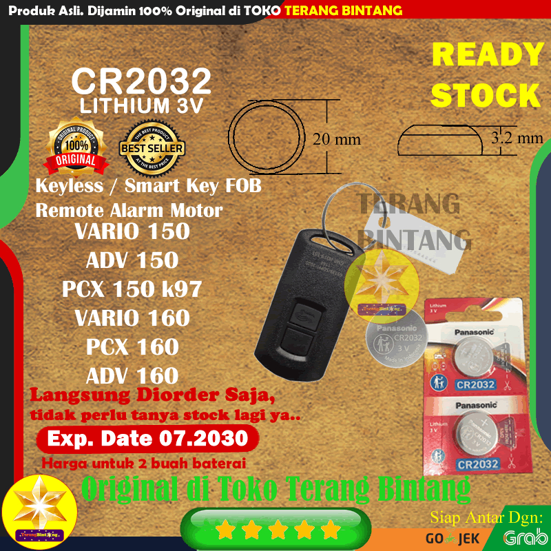 Baterai Remote Remot ADV PCX VARIO 150 160 Baterei Batrai Batre Original Bawaan Pabrik