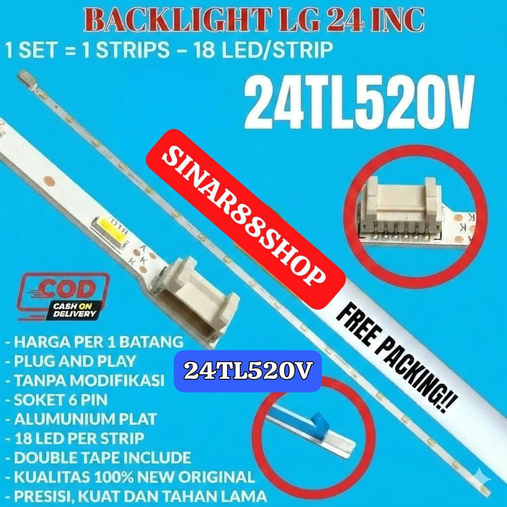 BACKLIGHT LED STRIP TV LG 24 INC 24TL520V 24TL520A 24TL520 LAMPU BL 3V 24 INCH ORIGINAL