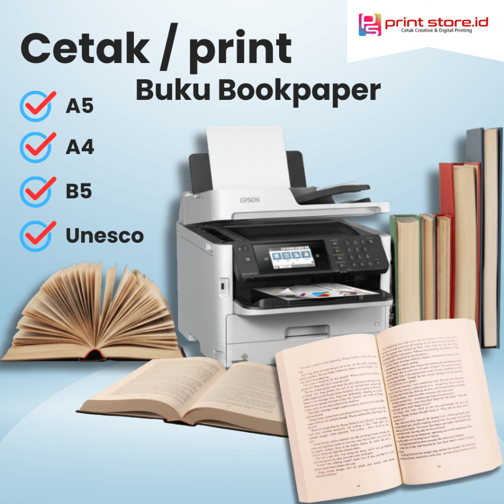 Jasa Print Cetak Buku HVS Bookpaper A5, A4, B5 – Fast Print 72gsm