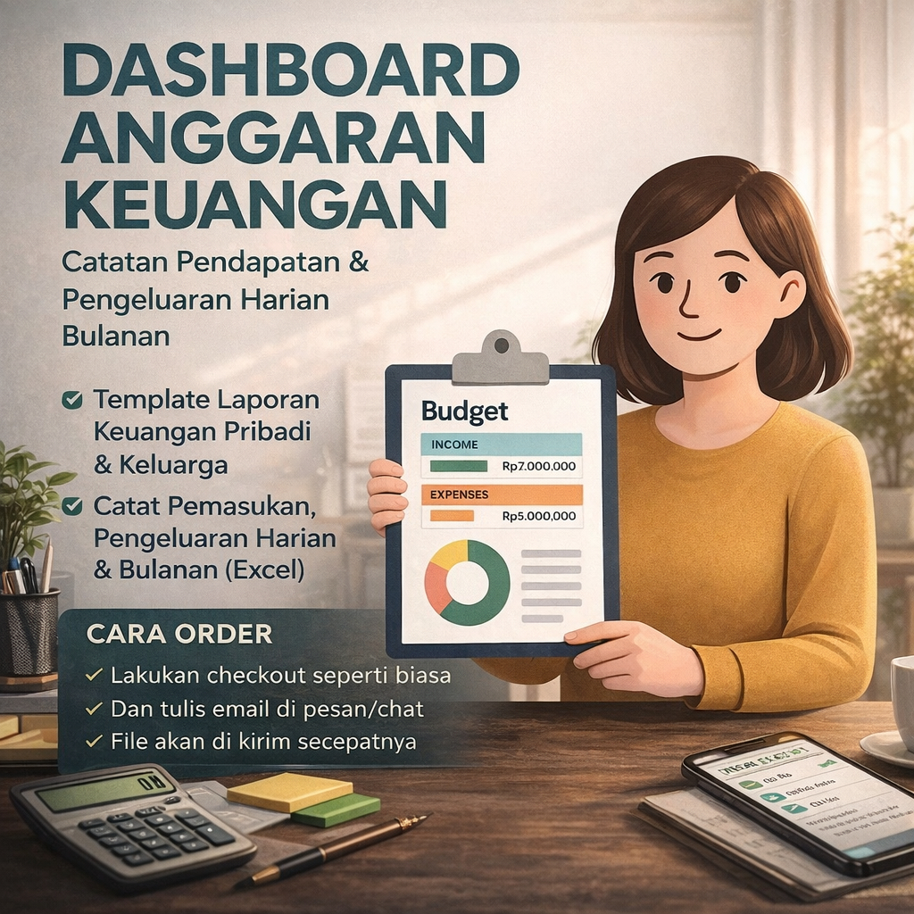 Dashboard Anggaran Keuangan – Catatan Pendapatan & Pengeluaran Harian Bulanan