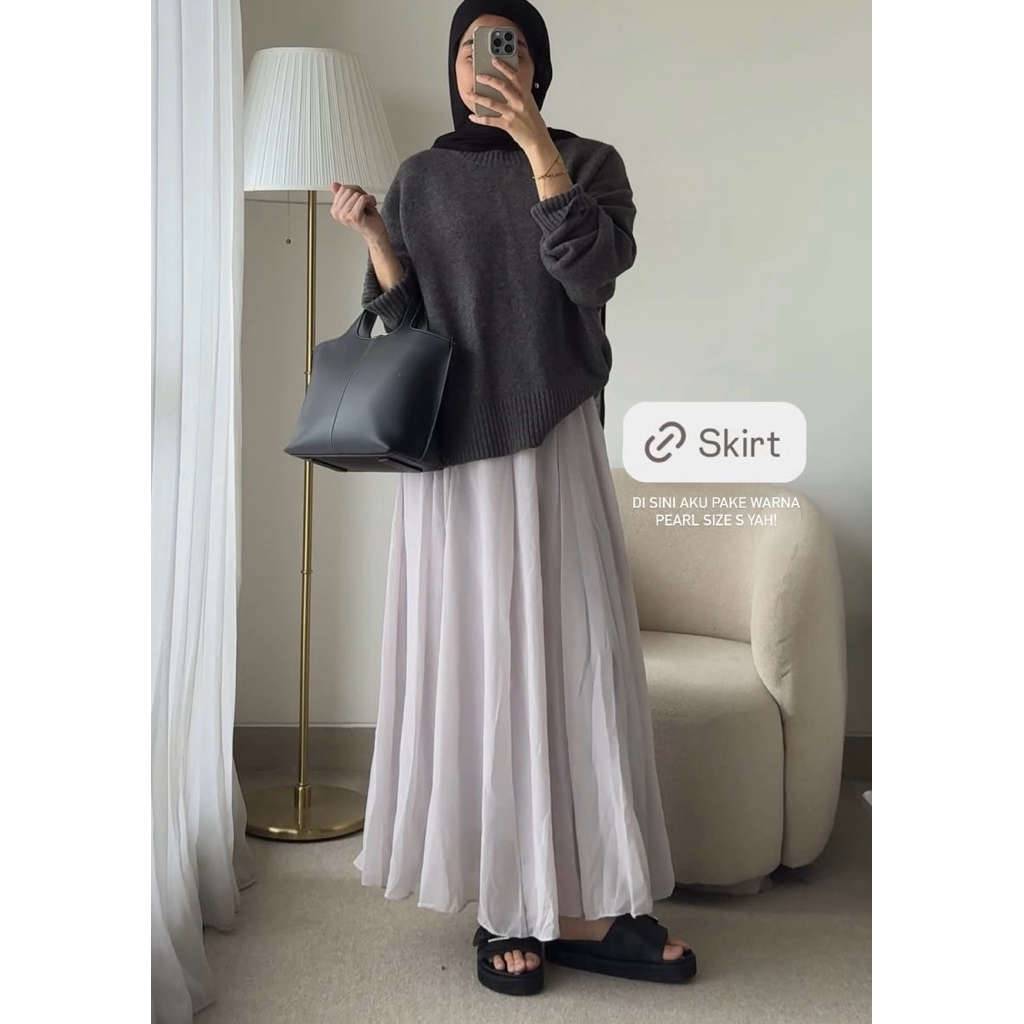 PANY - Remember Me Flowy Skirt Asimetris Katun PEARL [ PRELOVED ]