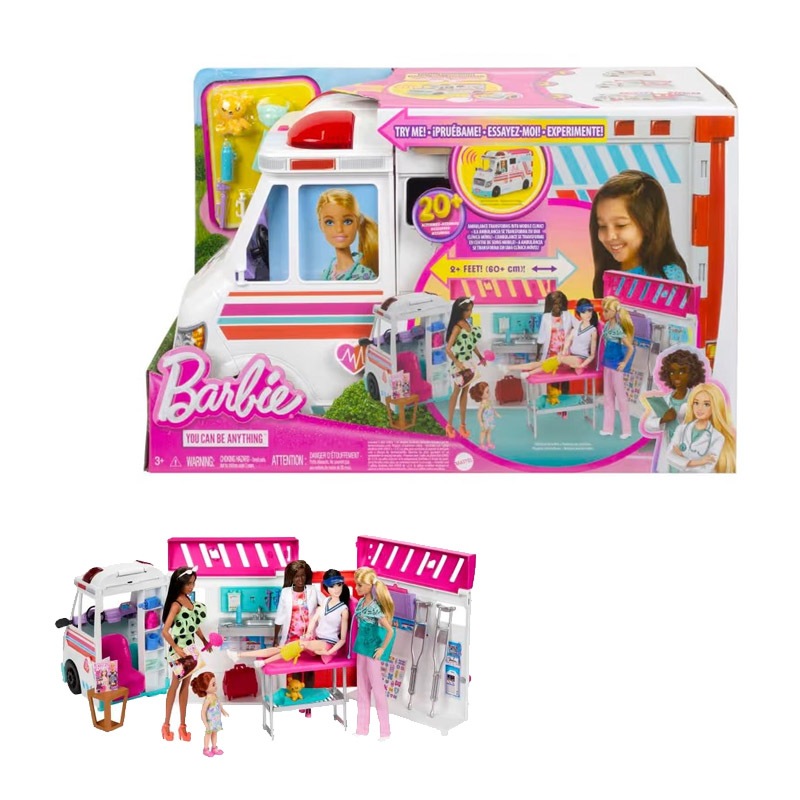 Original Mattel Barbie Care Clinic Playset - Ambulans 2-in-1 & Klinik Dokter Incl 20+ Aksesoris