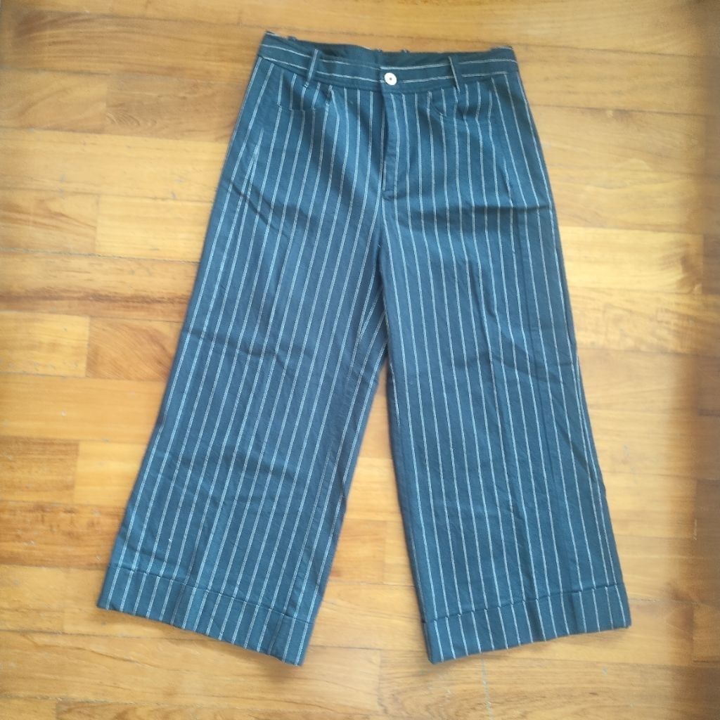 celana kulot 7/8 navy salur