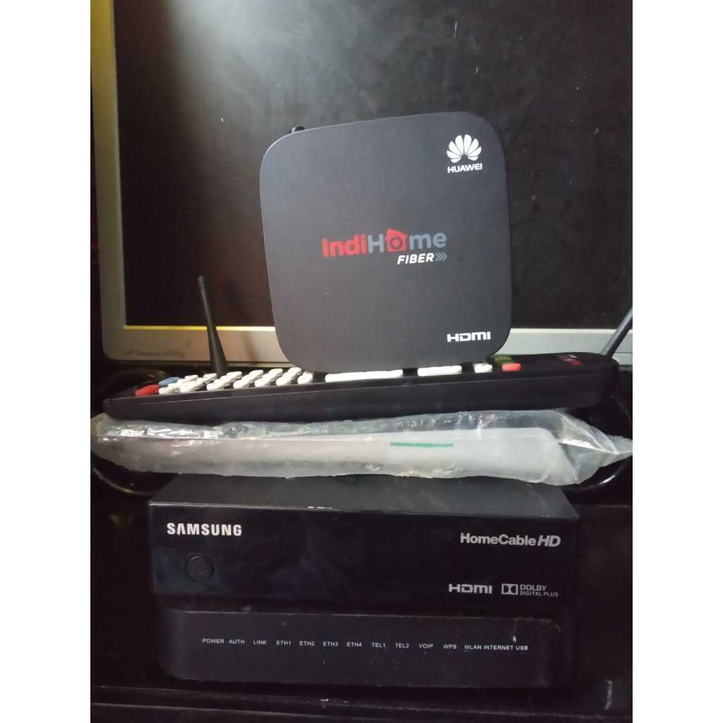 STB ANDROID INDIHOME + ROUTER WIFI NOKIA + SAMSUNG HD TV CABLE