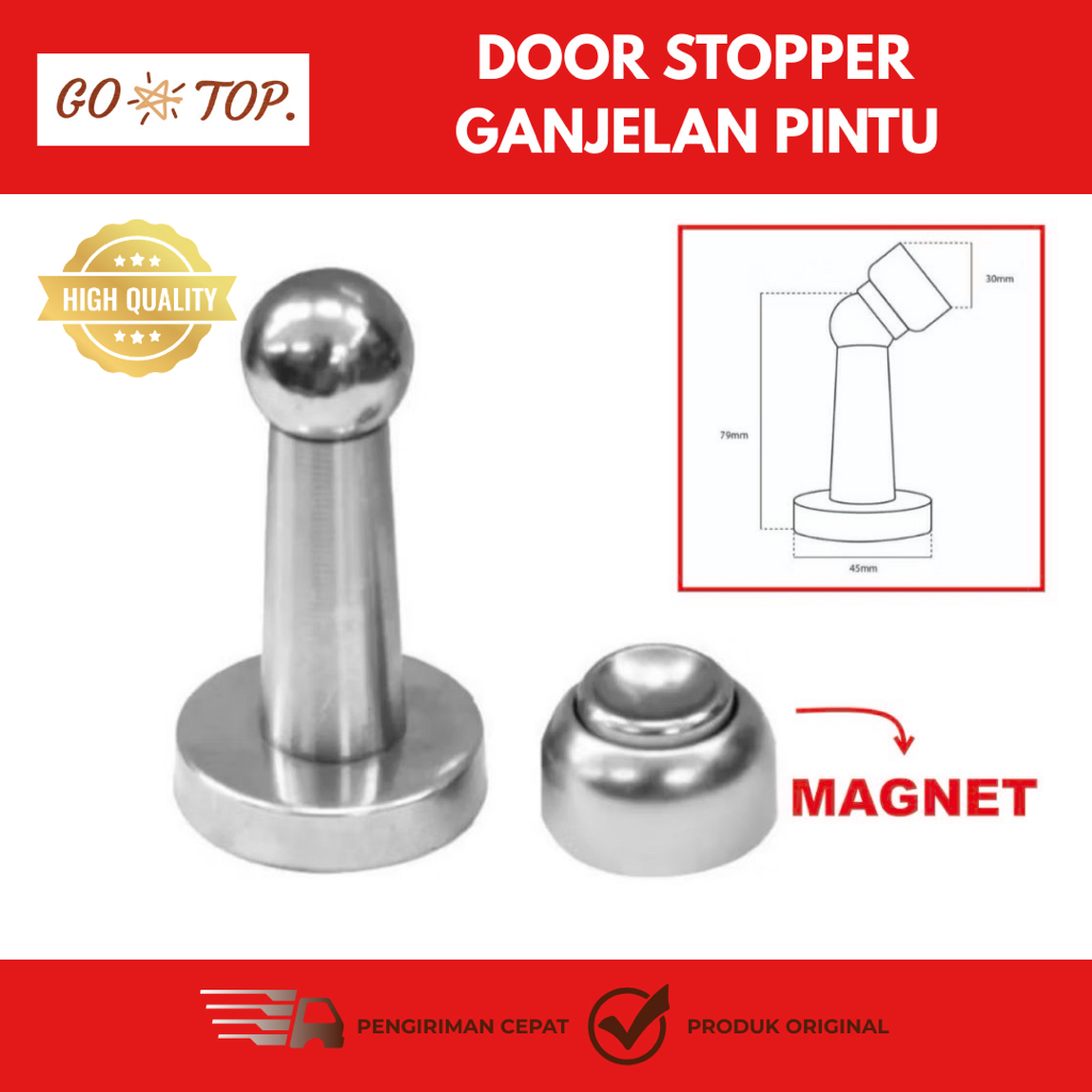 Penahan Pintu Rumah Otomatis Door Stopper Penahan Pintu Magnet Pengaman Pintu Bulat Bawah Stainless
