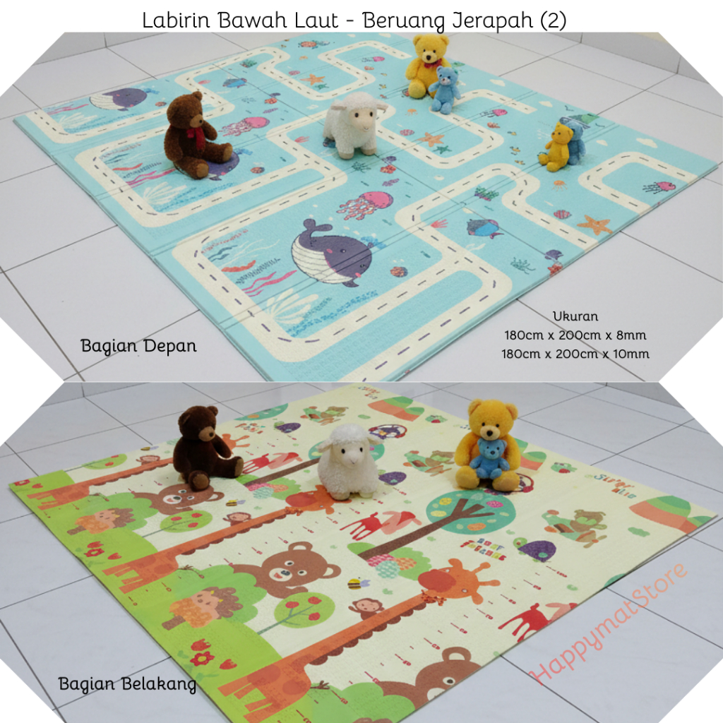 Matras Bayi Bermain Karpet Lipat Anak  Empuk Nyaman 90x200 Tebal 10mm Playmat XPE SNI Cocok Untuk Al