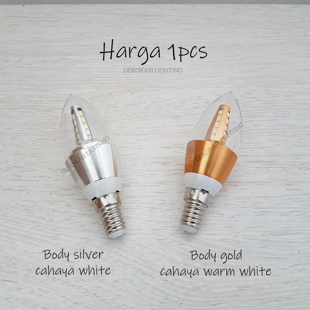 Lampu bohlam candle led 5w fiting e14 terang hias gantung