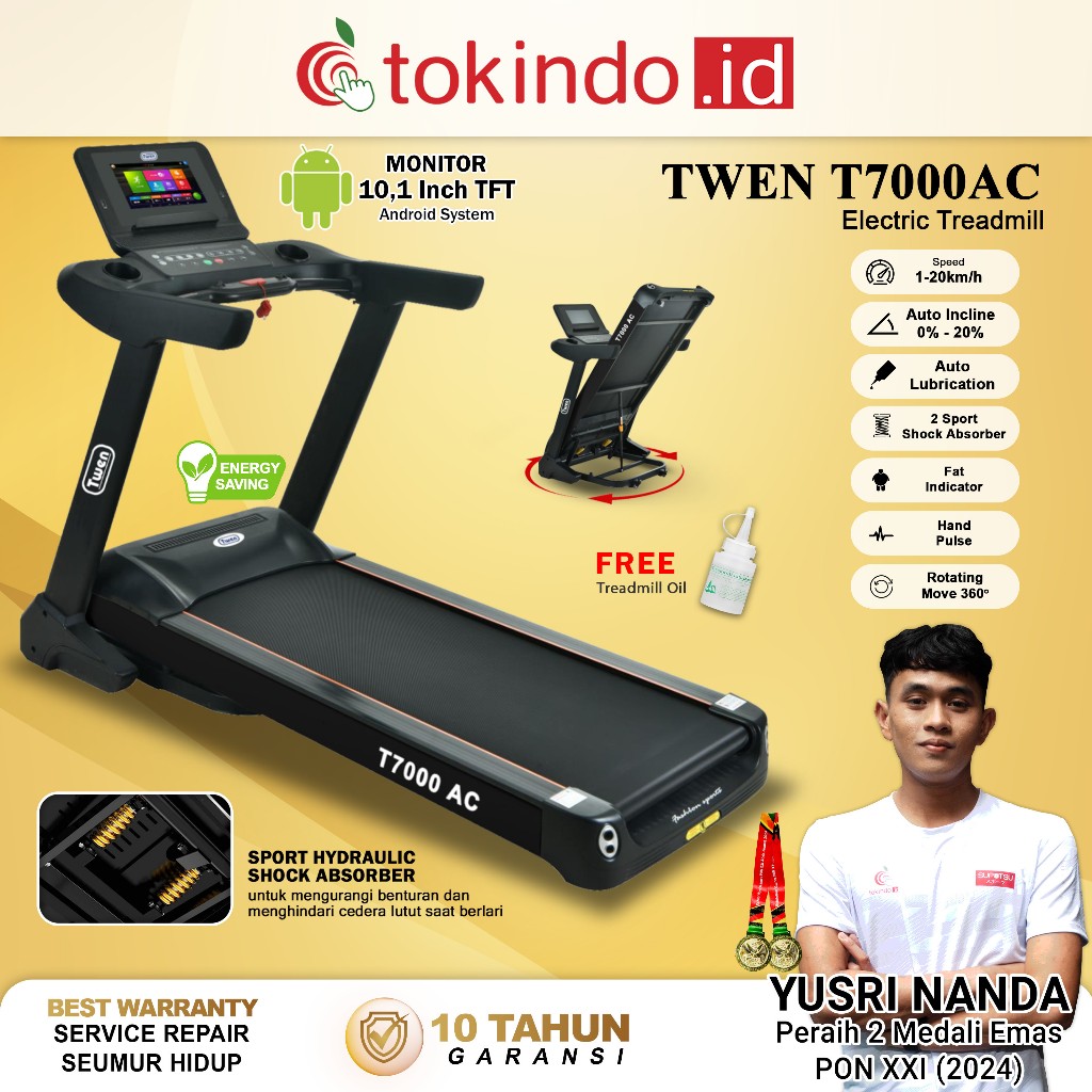 Alat Fitness Treadmill Commercial Elektrik Murah Twen T7000AC/Treadmil