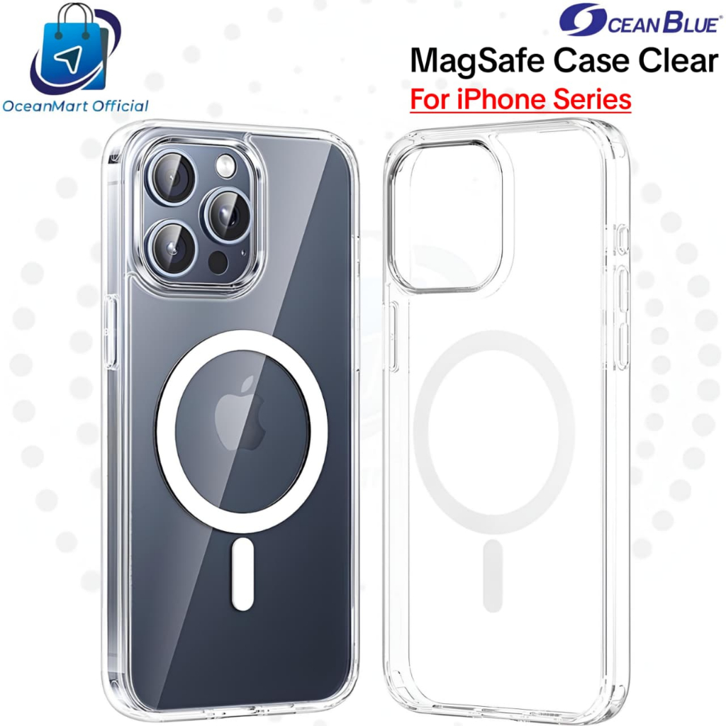 Case Iphone 13 14 15 16 Pro Max Casing Magsafe Magnetic Charger Transparan Clear Oceanblue