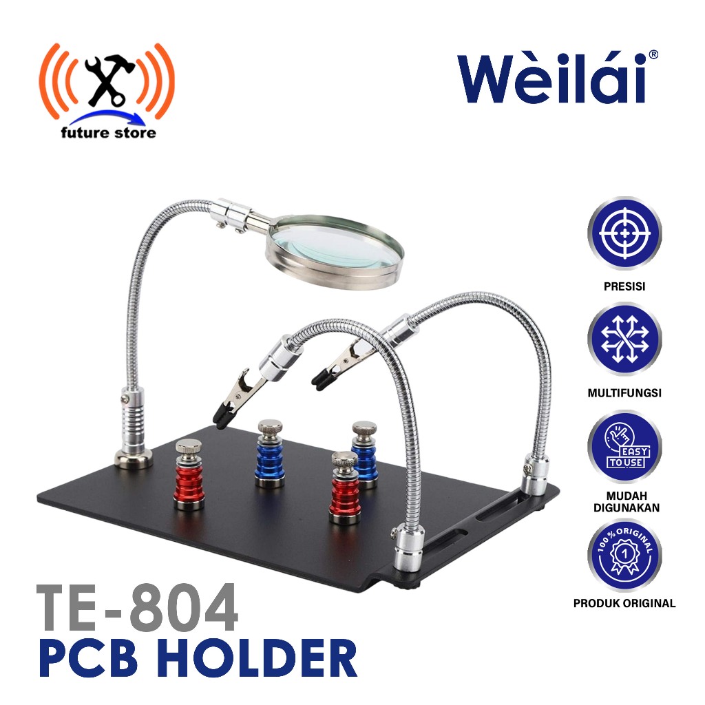 WEILAI TE-804 PCB HOLDER MAGNETIC - ALAT BANTU SOLDER SERBAGUNA DENGAN KACA PEMBESAR - MAGNETIC PCB 