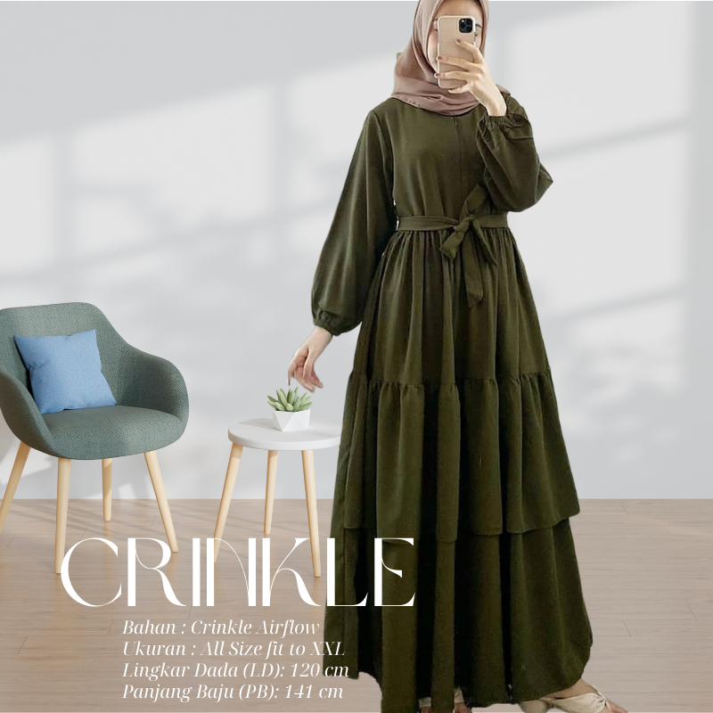 Gamis Terbaru 2026 Lebaran Wanita Dress Muslim Kondangan Remaja Canda Susun Dres Kain Crinkle Cringk