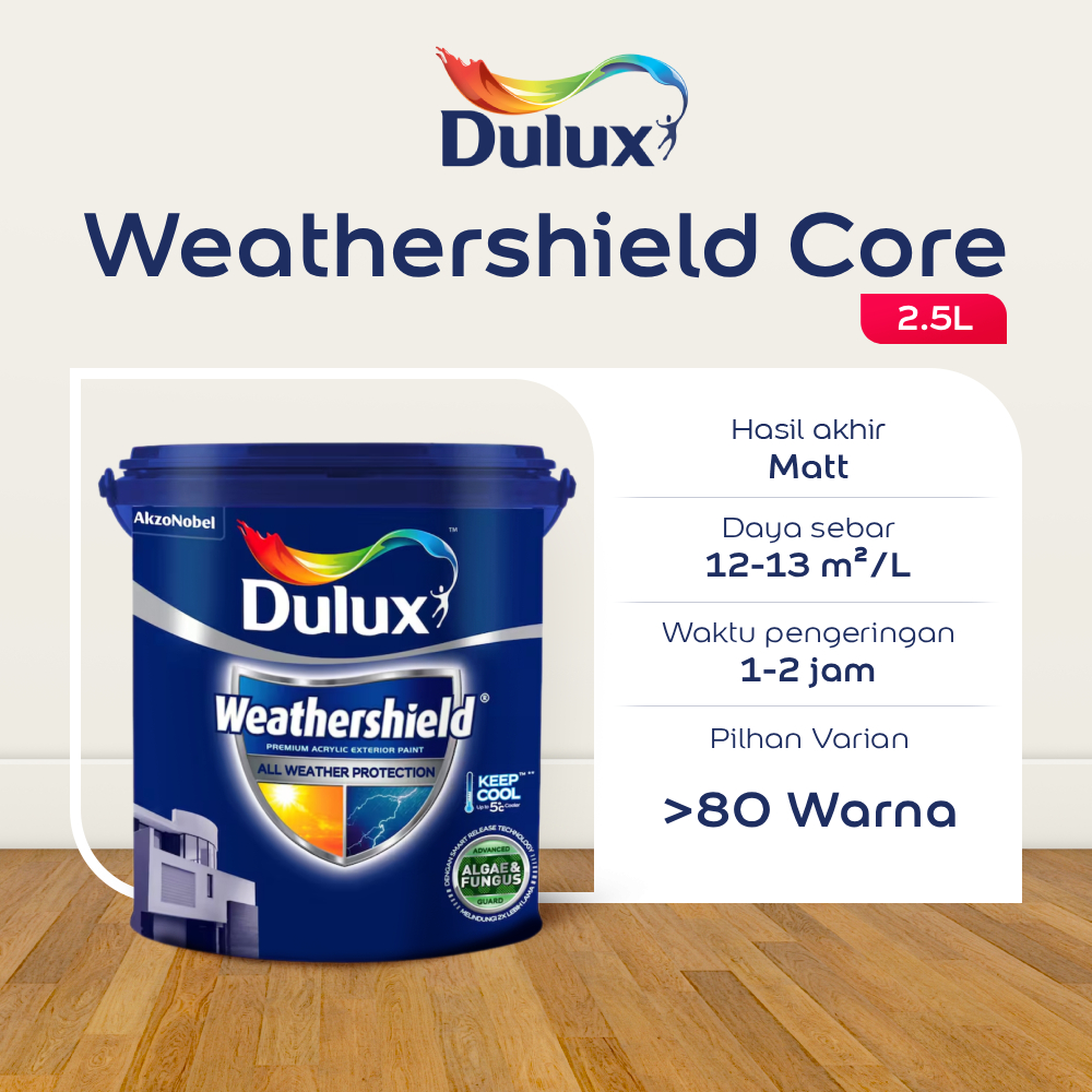 CAT TEMBOK PUTIH 2.5 LITER DULUX WEATHERSHIELD CORE DS 2.5 L - CAT PUTIH DULUX ORIGINAL