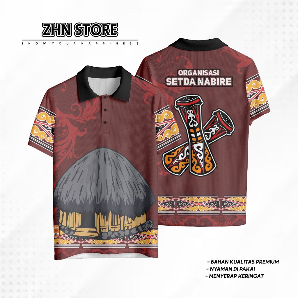 Jersey Kaos Polo Motif Papua Nabire Kaos Batik Papua Modern Full Printing Premium