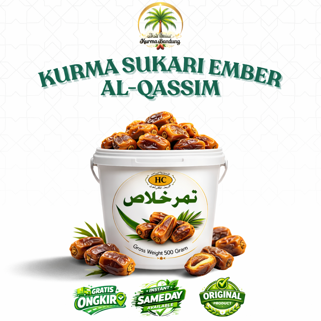 Kurma Al Qassim Kemasan Ember / Kurma Al Qassim Manis Lembut 1 Ember