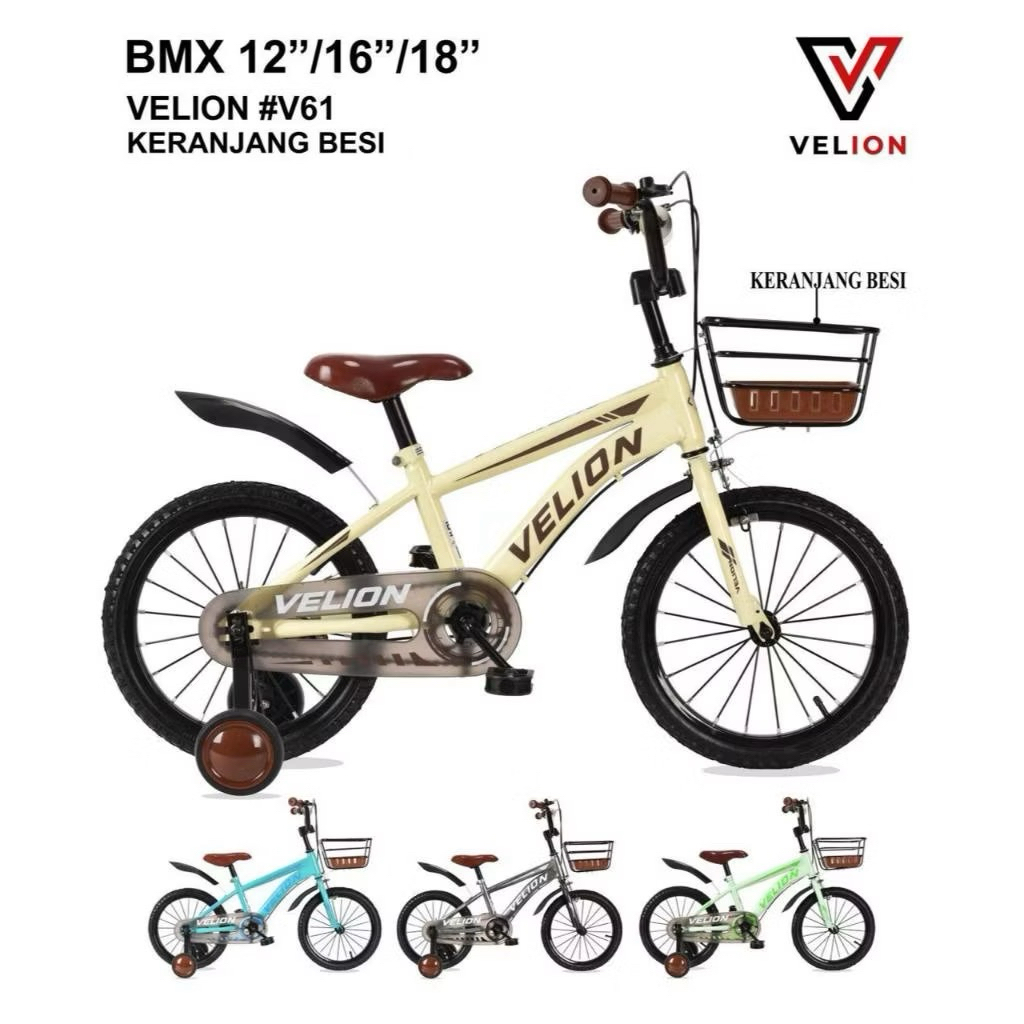 Sepeda Anak Cowok BMX Ukuran 12 / 16 / 18 Velion V61 Keranjang Murah Berkualitas