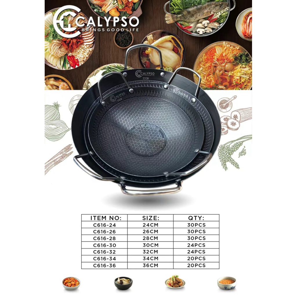 Calypso Wajan Stainless Steel Anti Lengket Kuping Kuali Wajan Honeycomb Anti Lengket Original Calyps