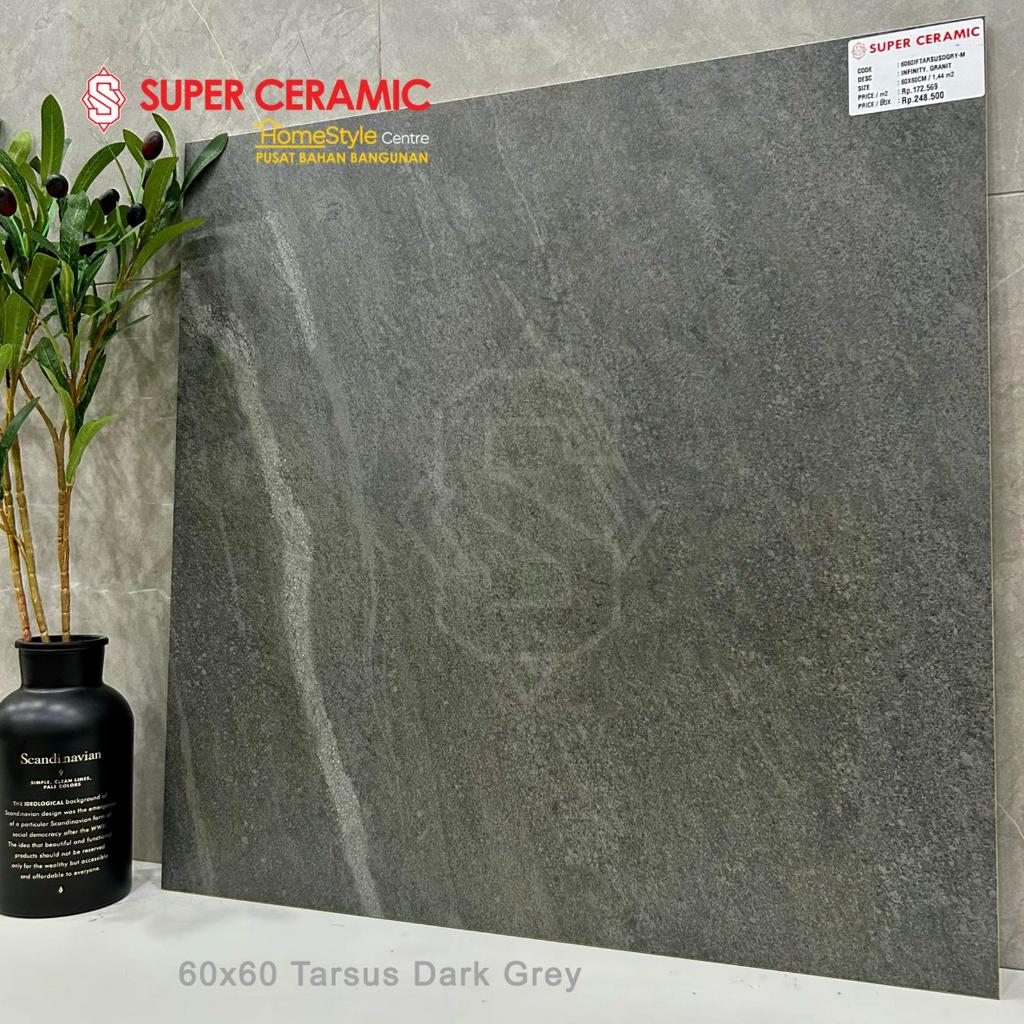 Granit INFINITI Tarsus Dark Grey 60x60 – Granit Lantai Premium Motif Stone Natural, Elegan & Tahan L