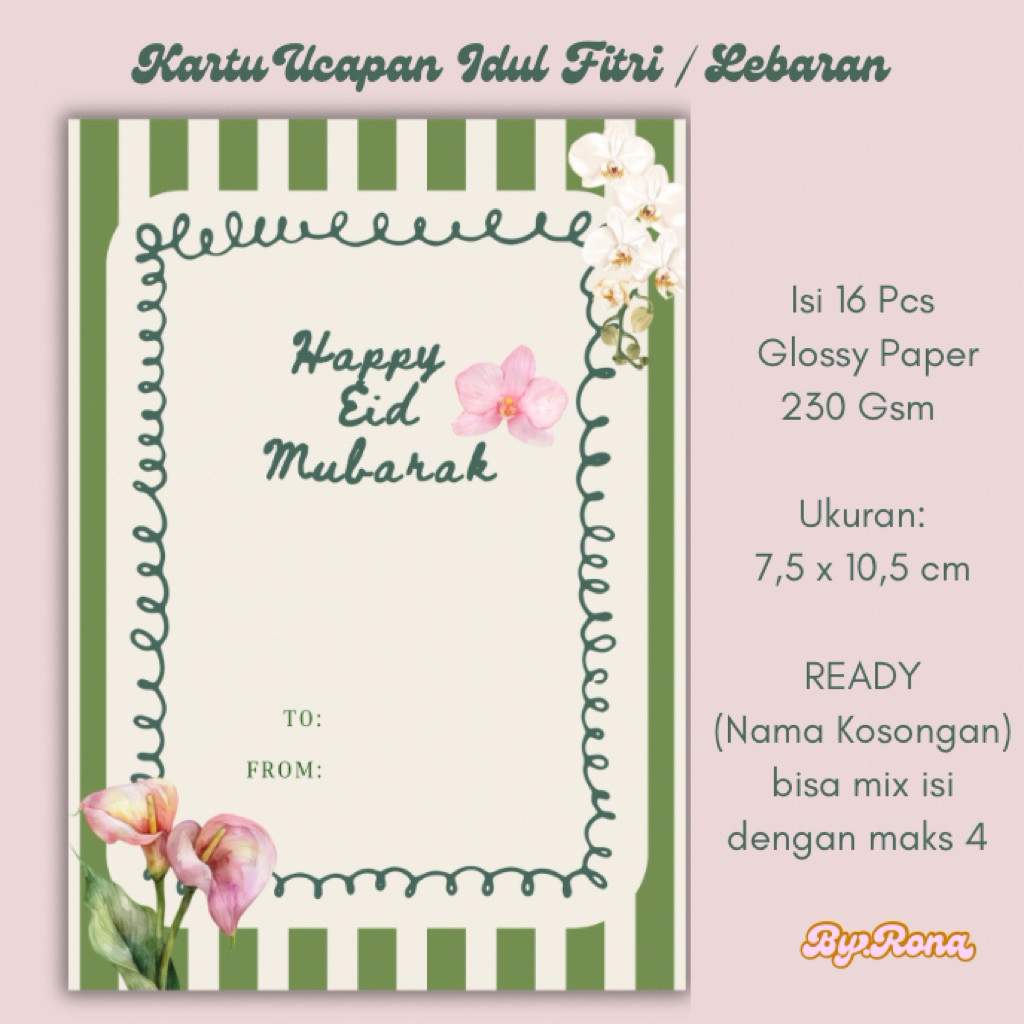 Kartu ucapan lebaran idul fitri  isi 16pcs | hampers card | Kartu eid mubarak Aesthetic | Kartu ucap
