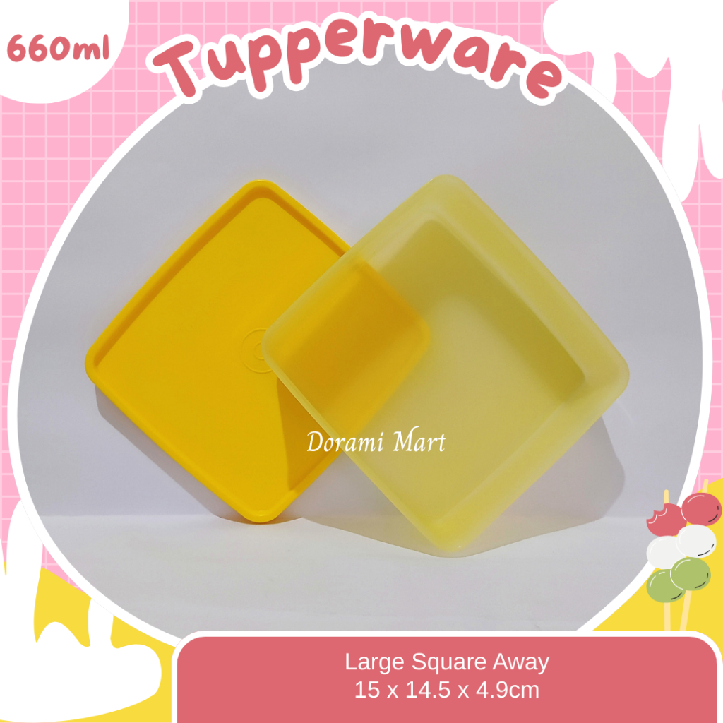 TUPPERWARE Large Square Away Kotak Makan Lunch Box Tempat Bekal Makanan Snack A