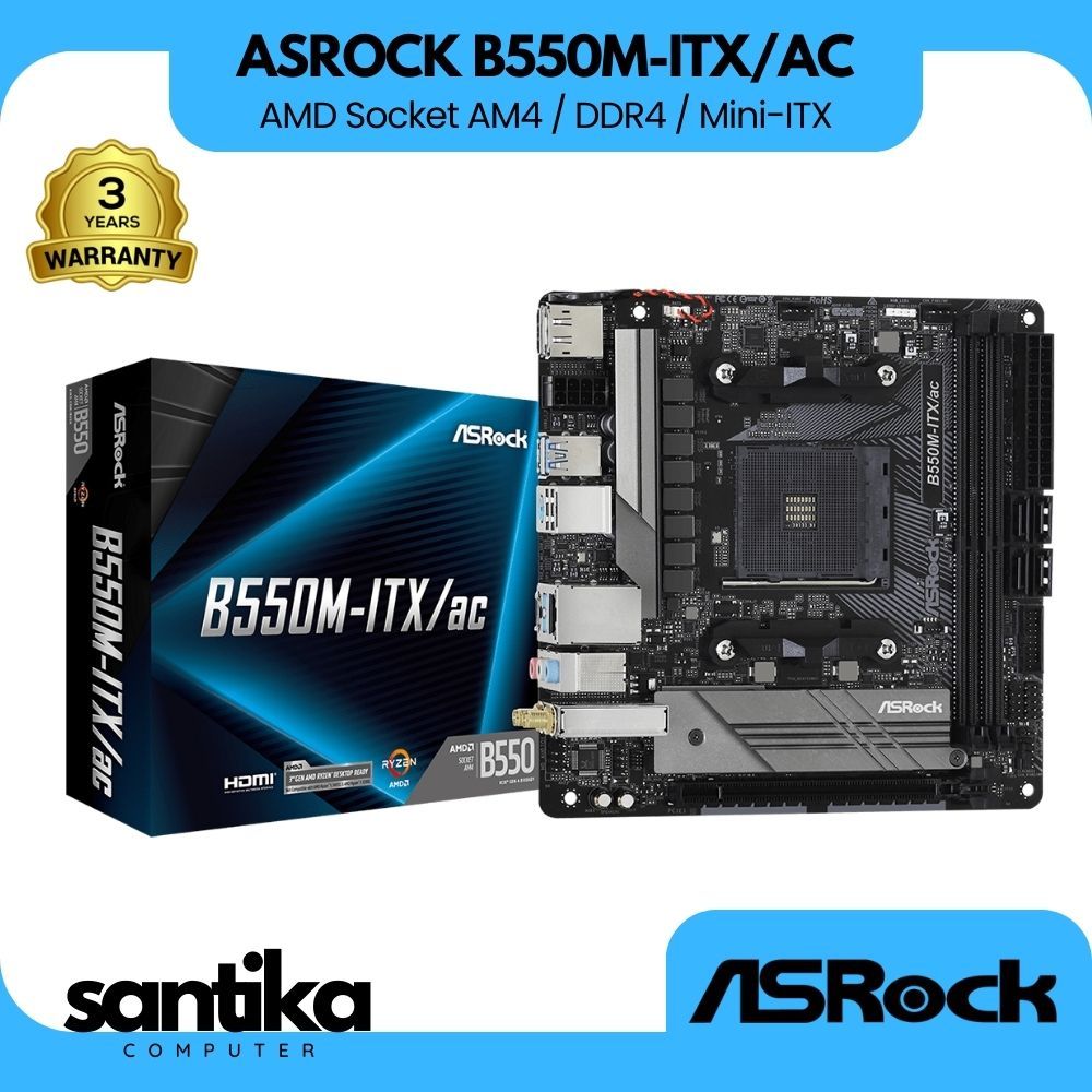 ASROCK B550M-ITX/AC MOTHERBOARD AMD MINI ITX + WIFI + BT