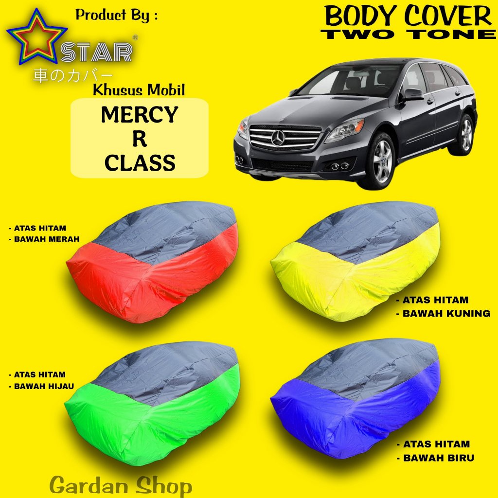 Sarung Mobil MERCY R CLASS Two Tone Hitam Kombinasi Warna Body Cover MERCY R CLASS Dual Colour Merah