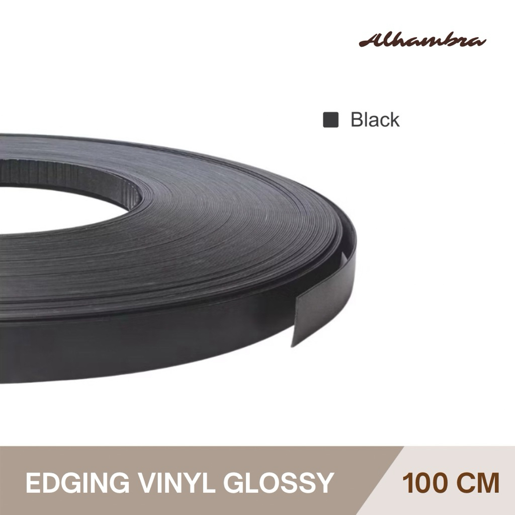 Vinyl Hitam Glossy , Vinil Edging Black Plimir PVC Roll 20 mm - 1 meter