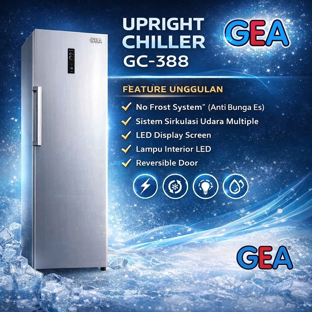 GEA UPRIGHT CHILLER GC-388 / Kulkas Pendingin GEA 388 Liter