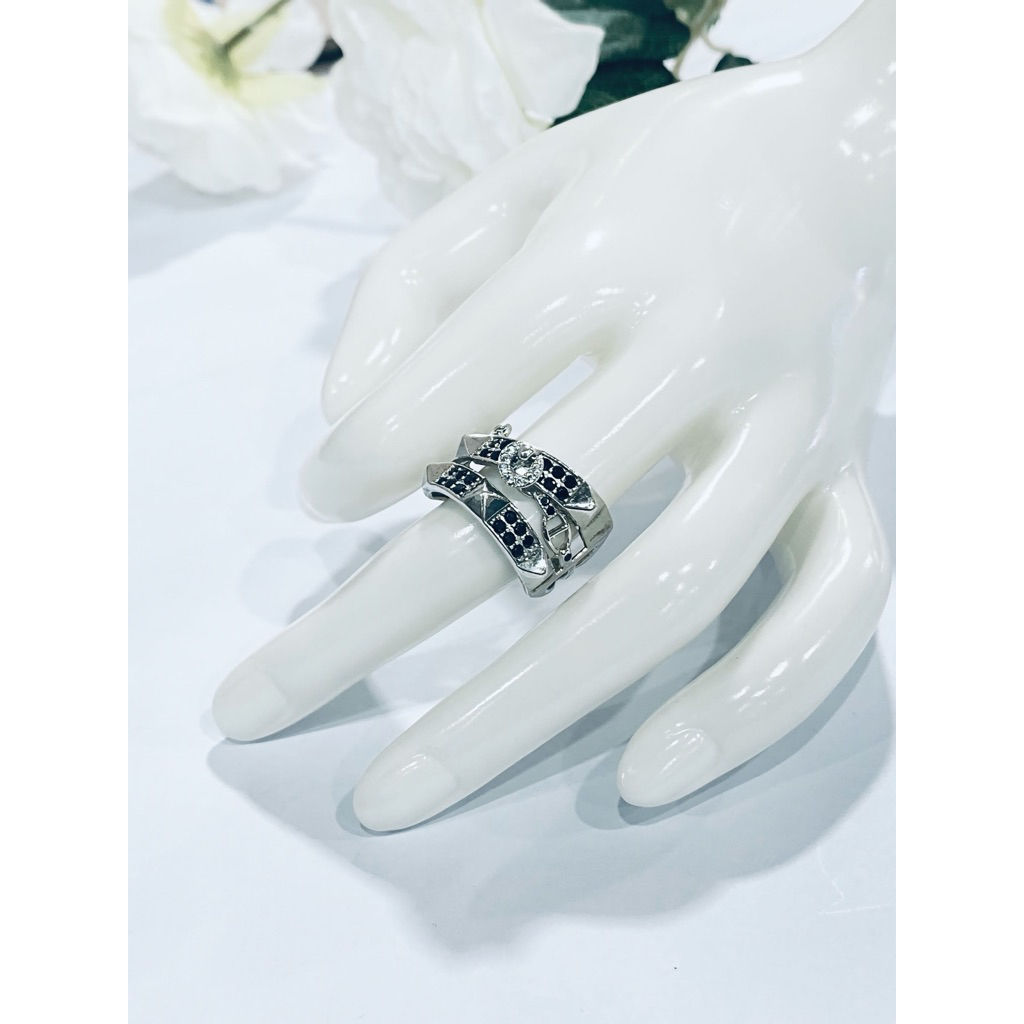 Cincin Perak 925 Motif Permata Hitam