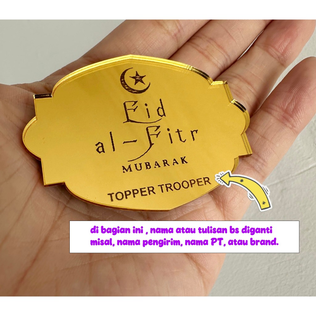 READY - BISA CUSTOM NAMA -  MINI AKRILIK Topper Kue Idul Fitri | Tag Hampers Idul Fitri | Hang Tag E