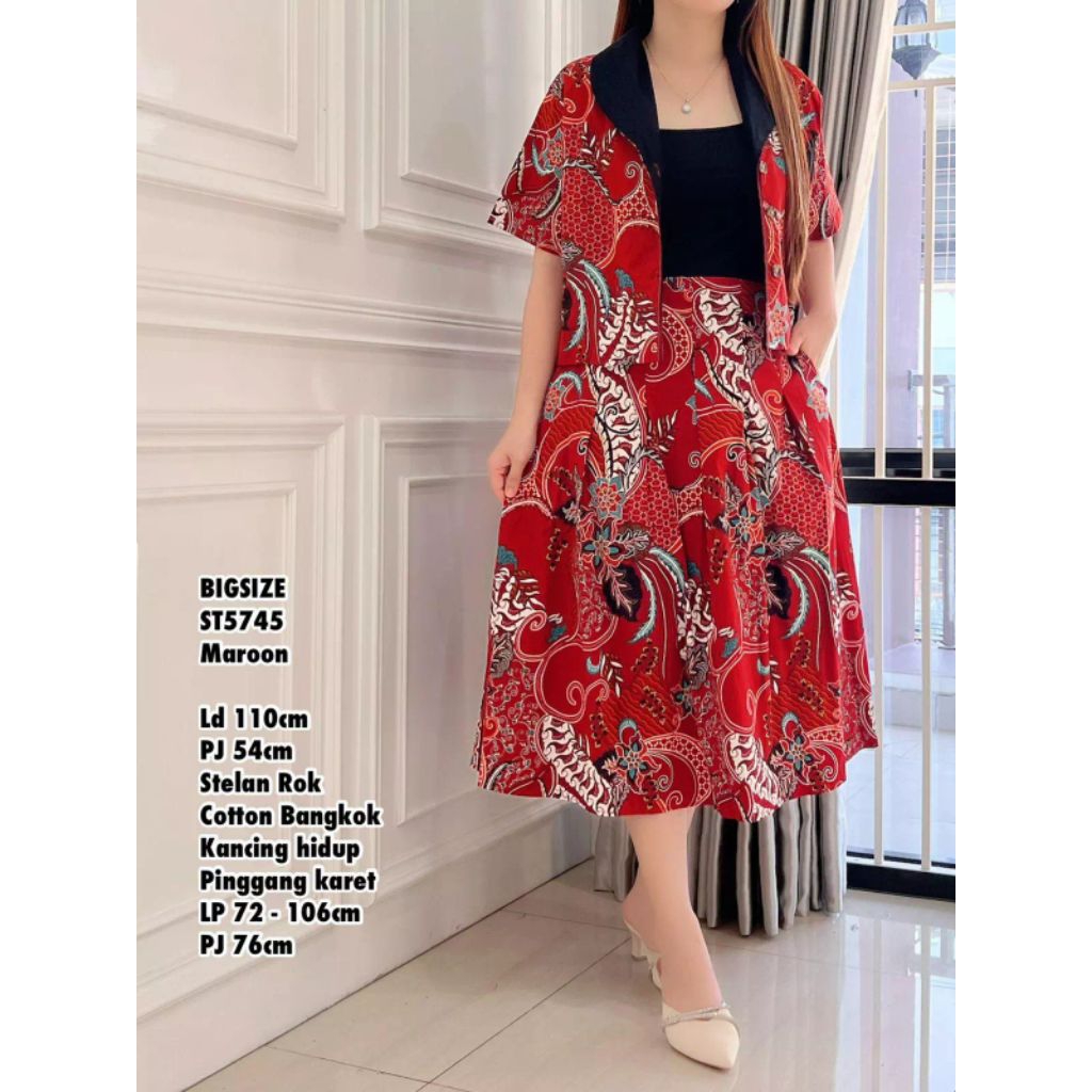 ST5745 stelan rok cotton stretch / stelan batik / ST5255 Stelan rok cotton / stelan rok batik / stel