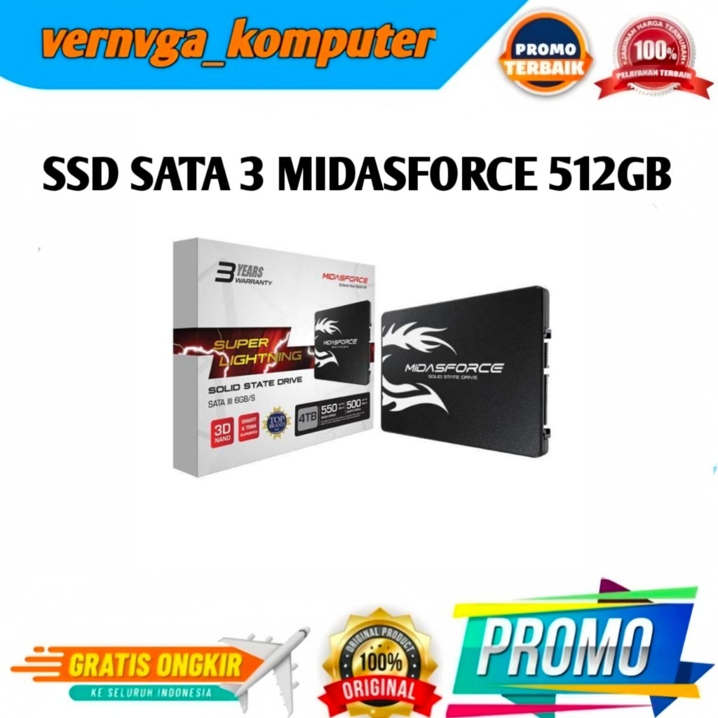 Midasforce SSD 512GB Superlightning (Second Like New) SATA 3 6GB/s untuk Laptop dan PC SATA III Inte