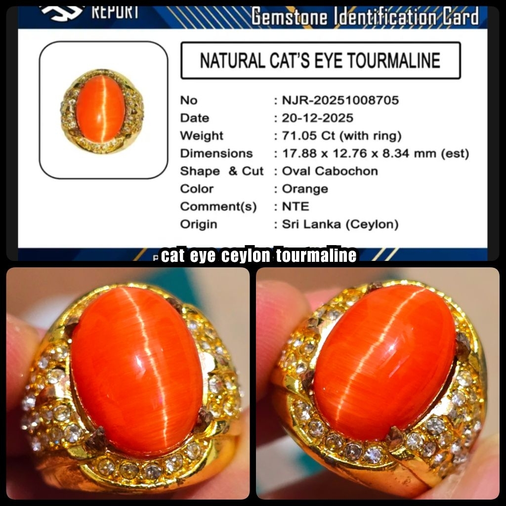 cincin batu cat eye tourmaline srilanka ceylon NTE ya