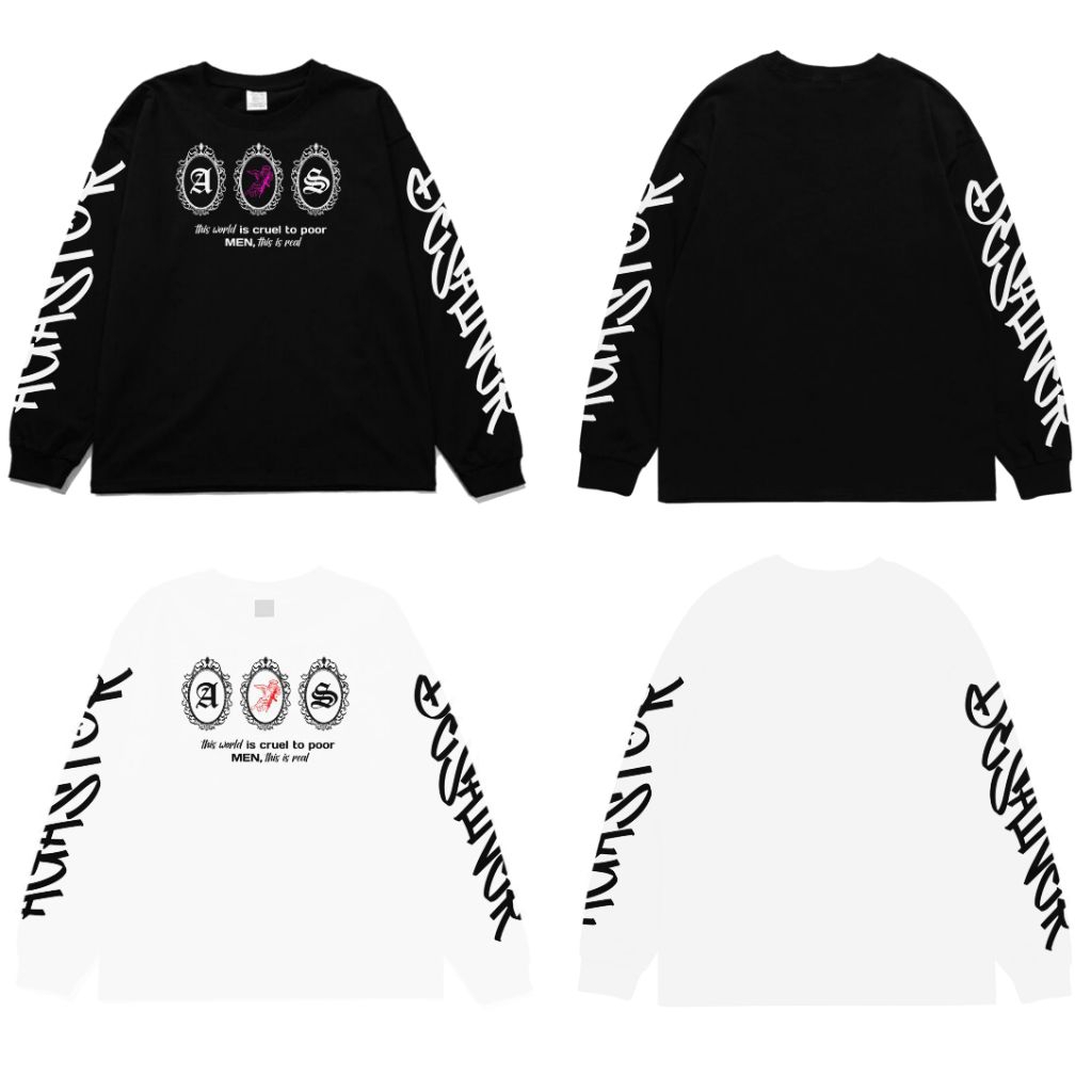 AGASTOR.ID | T-shirt Boxy Longsleeve A&S Men And Women Color T-shirt Black & White