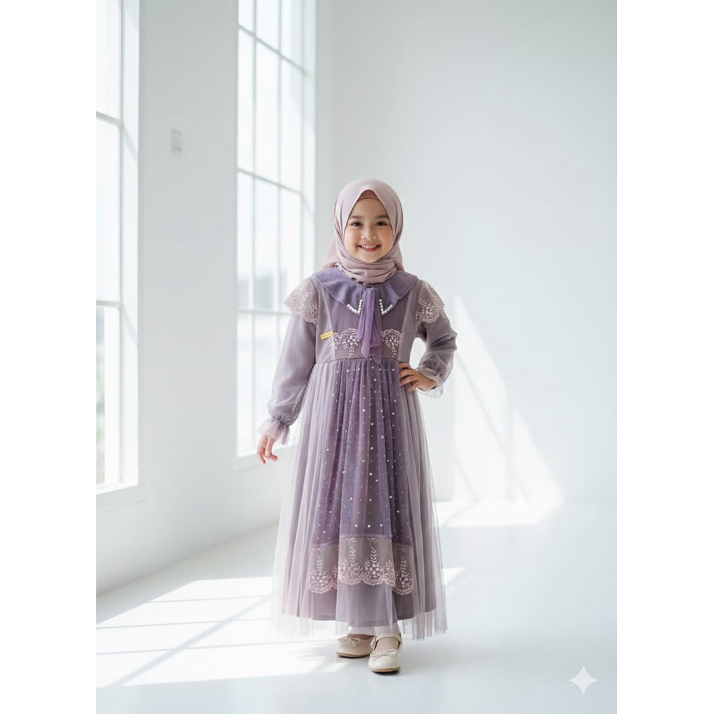 GAMIS PRINCES ANAK GAMIS BRUKAT MIX TILE KUALITAS BUTIK PREMIUM GAMIS COUPLE RAYA SERIES