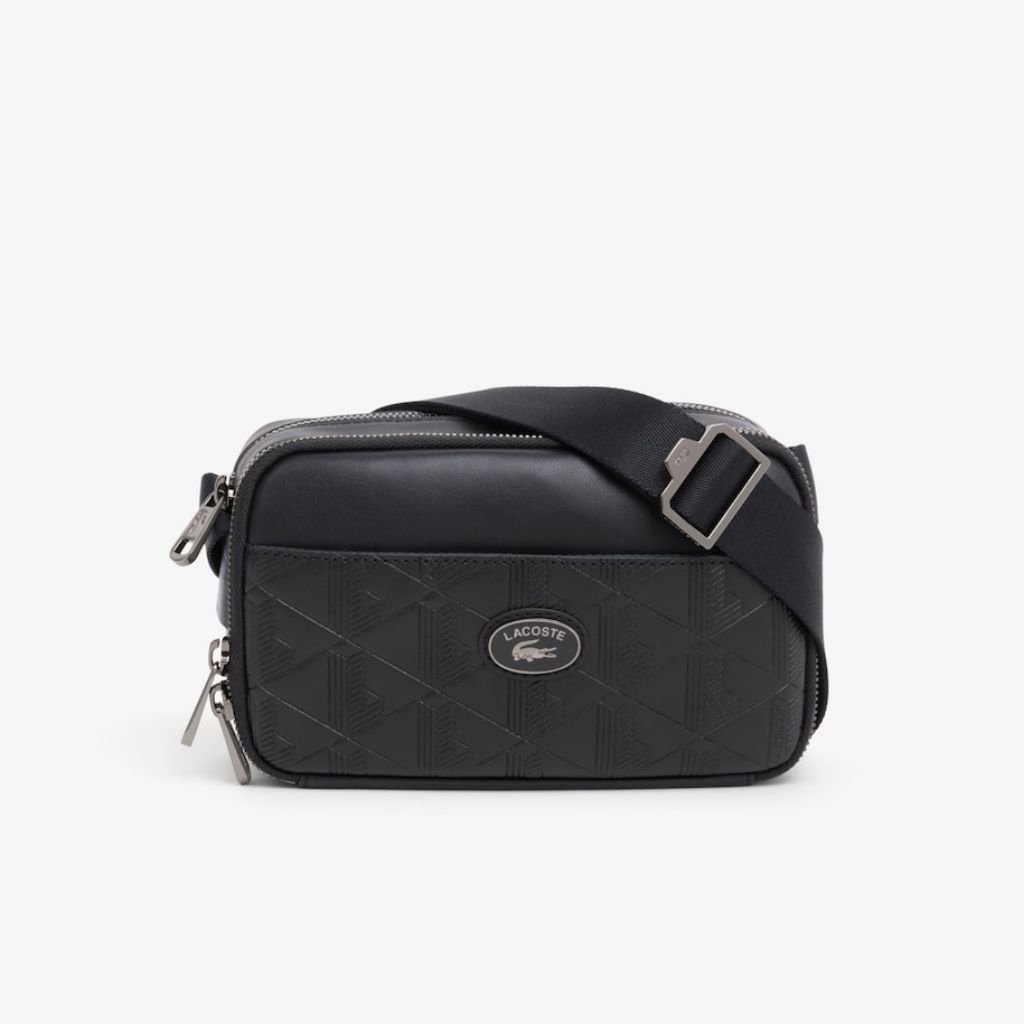 Lacoste Men's Vertical Leather Monogram Satchel Tas Selempang Pria