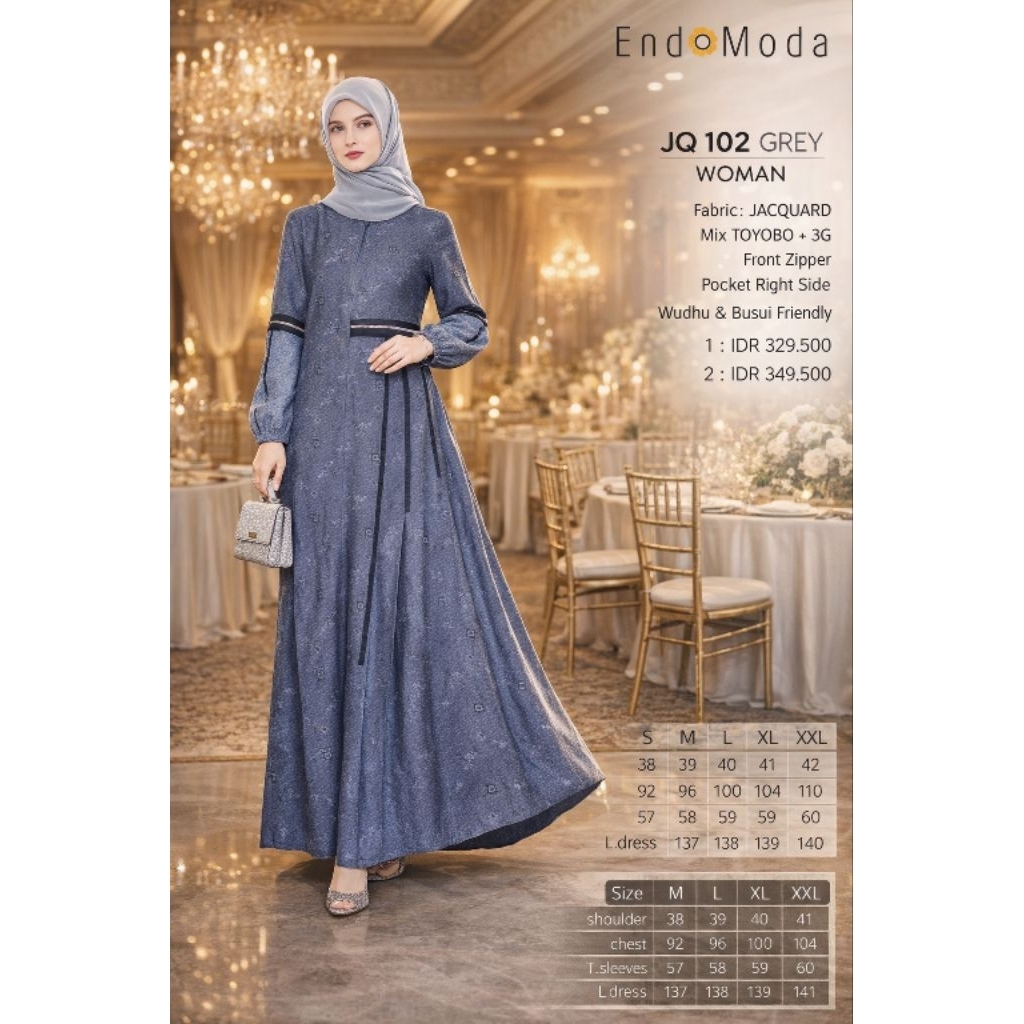 ENDOMODA JQ 102 Gamis Pesta Jacuard Premium Mewah