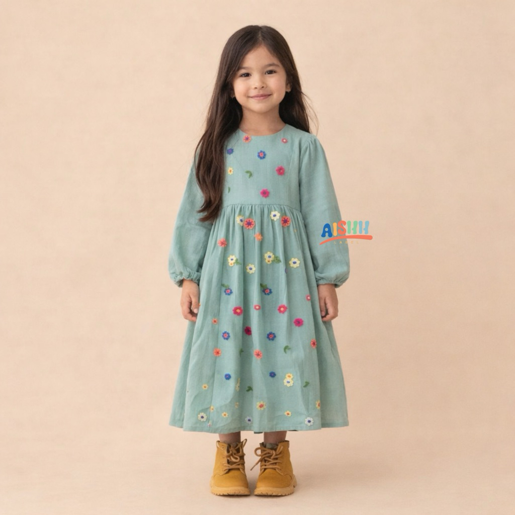 Gamis lebaran anak usia 2 3 4 5 6 7 tahun - gamis tile anak - gamis tille anak - gamis brukat anak -