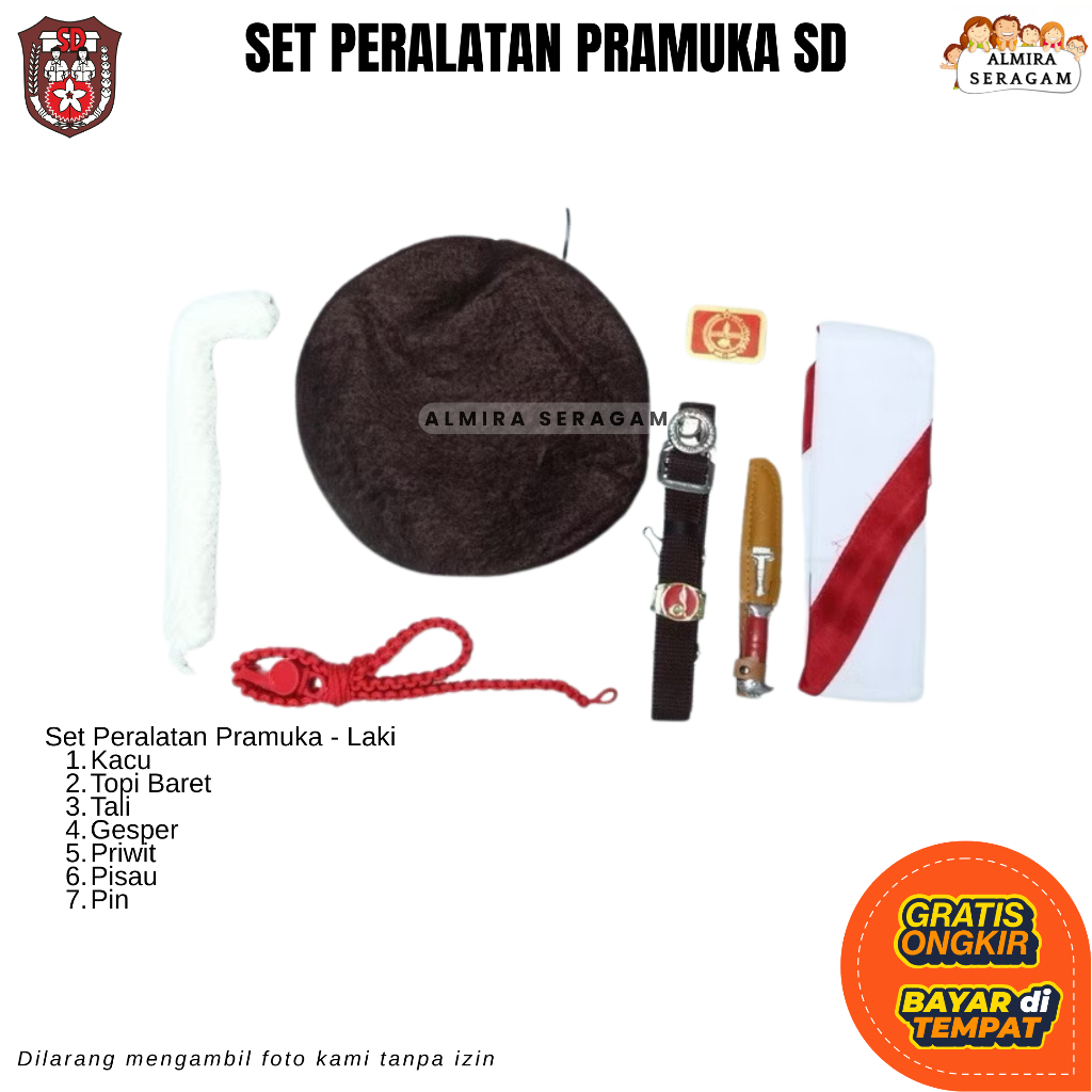 Alat Perlengkapan Pramuka Cowok Lengkap Sekolah SD