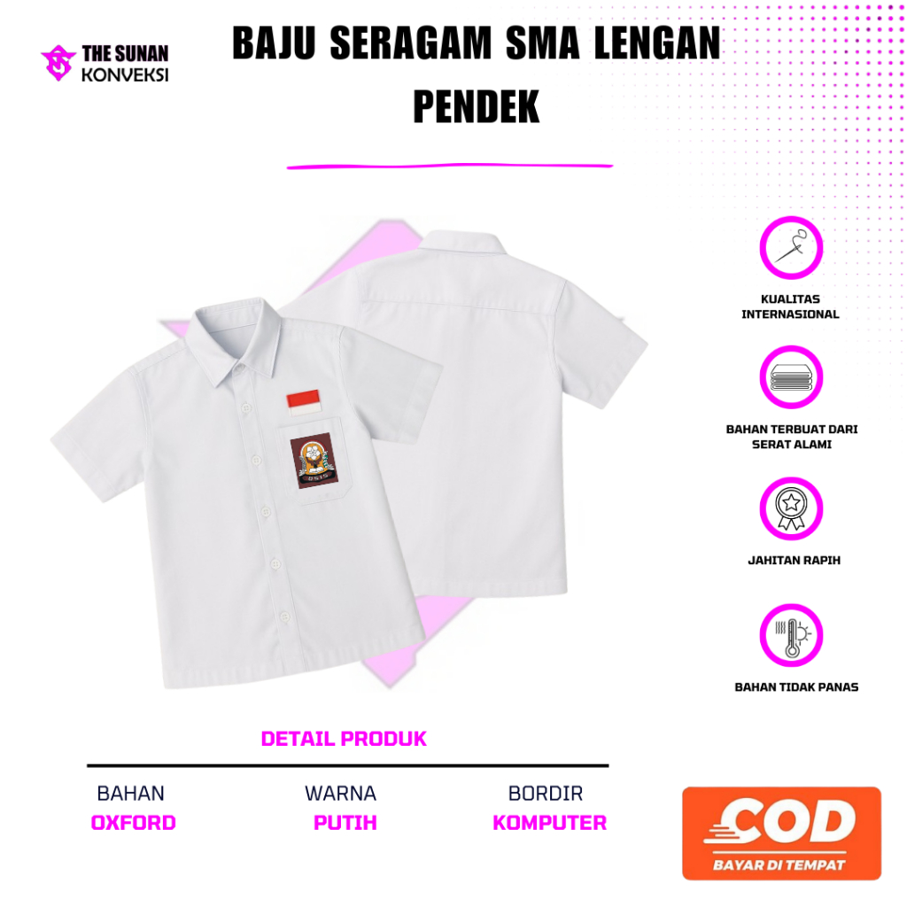 BAJU SERAGAM SMA LENGAN PENDEK MURAH | BAJU SERAGAM SMA LAKI - LAKI MURAH