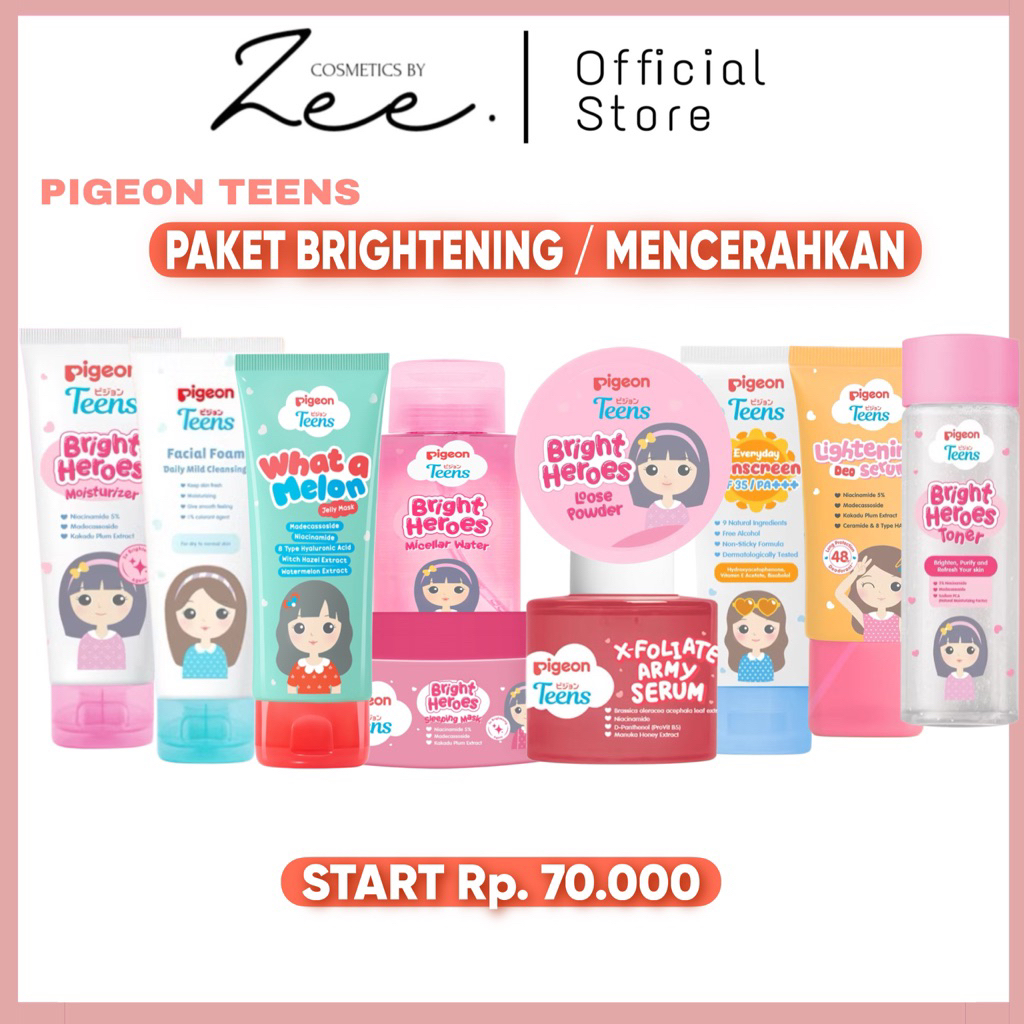 PIGEON TEENS Bright Heroes Paket - Paket Pigeon Skincare anak Lengkap - skincare anak remaja sekolah