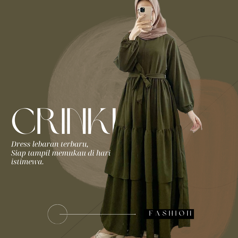Baju Gamis Terbaru 2026 Lebaran Wanita Dress Muslim Kondangan Remaja Canda Susun Dress Crinkle Cring