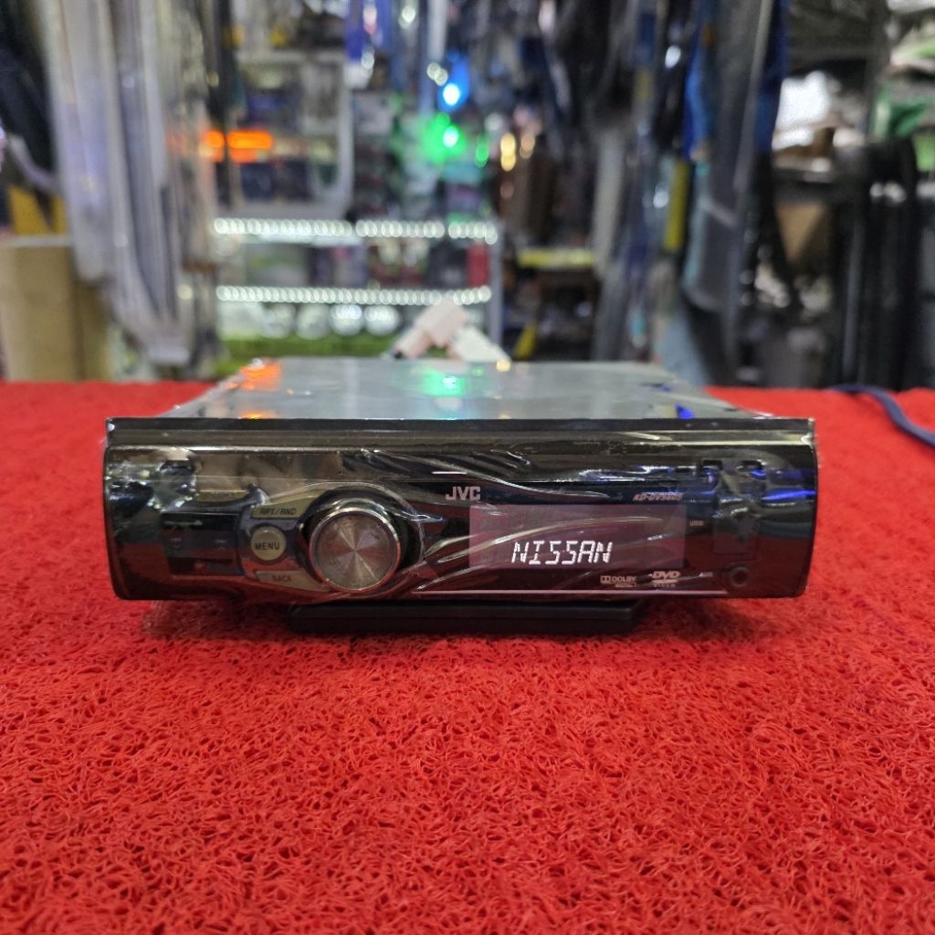 Head Unit Single Din JVC KD-DV5605N USB DVD CD Aux Radio FM AM sudah dipasang Bluetooth ex Nissan
