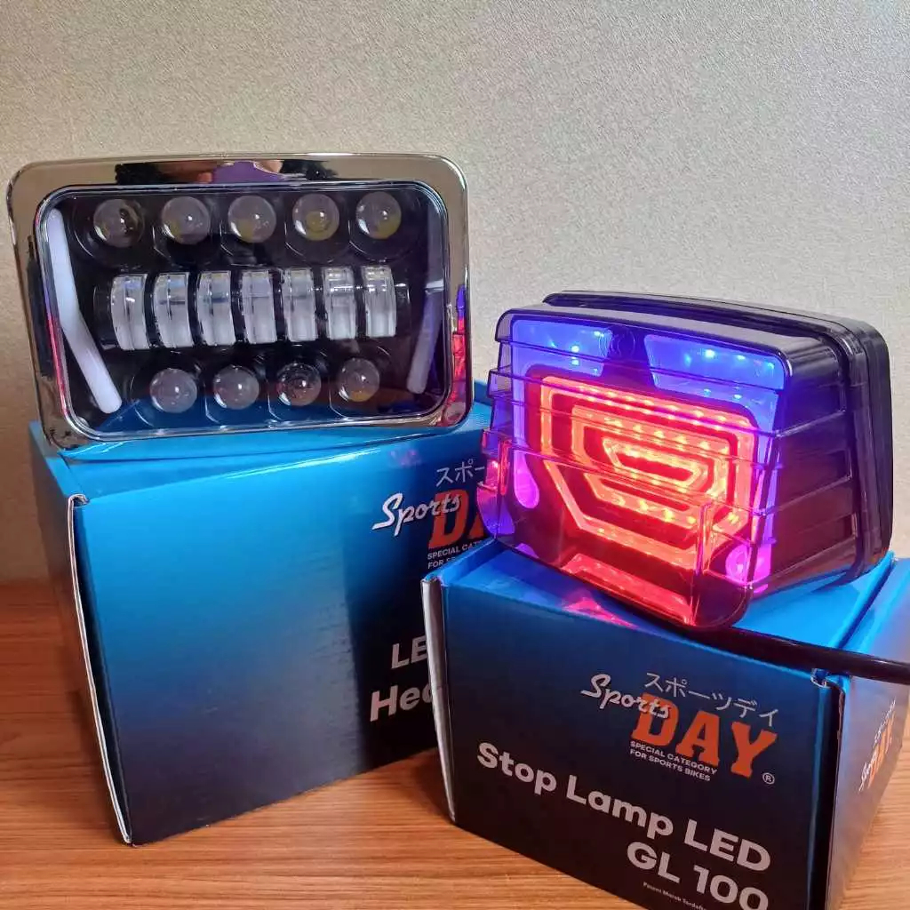 PAKET Daymaker GL100 Lampu Daymaker Kotak Set Batok GL MAX PRO HONDA WIN GL 100 16 Mata Led Kotak