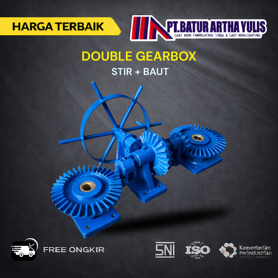 DOUBLE GEARBOX STIR + BAUT 25 | PINTU AIR | IRIGASI | CAST IRON