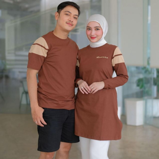 Nameera atasan Kaos Wanita couple kaos cowok – Lengan kombinasi Stylish, Nyaman, Bisa Seragaman | Ka
