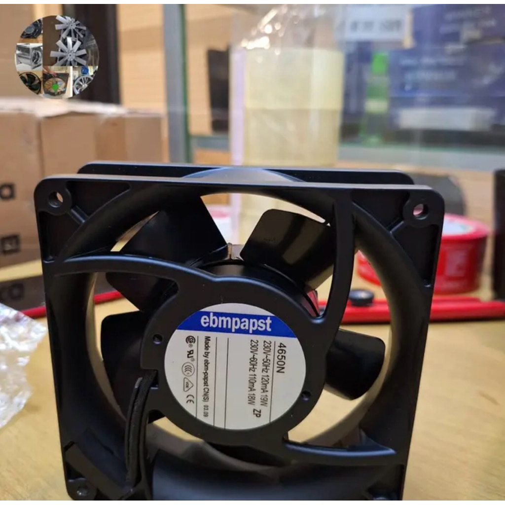 ac cooling kotak 4”inch Ebmpapst 4650N 230v 1phase 12X12cm tebal 3,8cm
